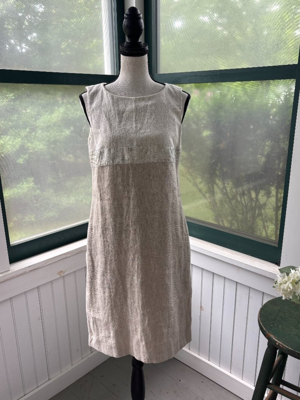 S Max Mara Linen & Cotton Blend  Shift Dress | Natural | Size 6 (US) | Like New